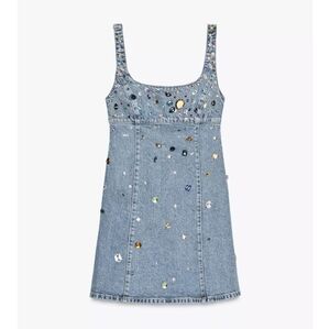 ZARA TRF JEWEL DENIM DRESS